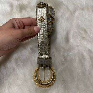Vintage Elite Fresno California gold silver stone belt size small